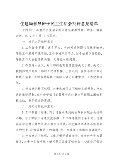 住建局领导班子民主生活会批评意见清单 (4).docx