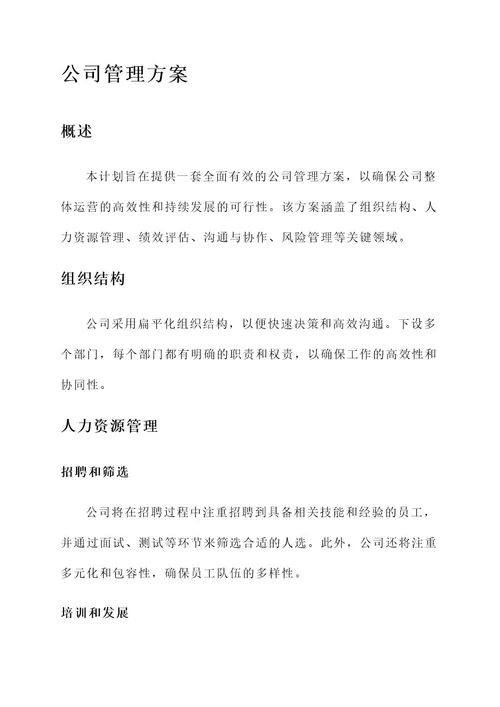 总经理的公司管理方案