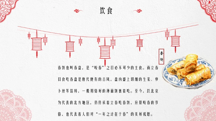 淡雅中国风春节文化习俗介绍PPT模板