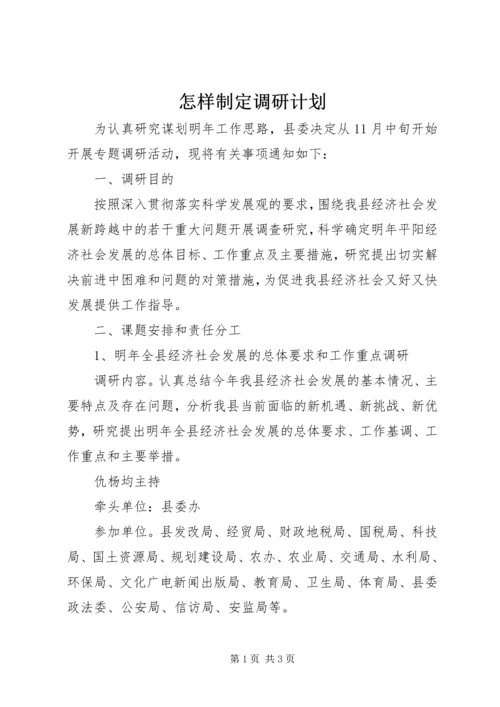 怎样制定调研计划.docx