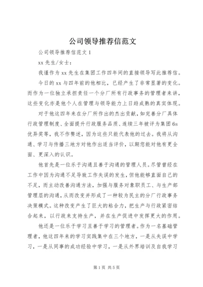 公司领导推荐信范文.docx