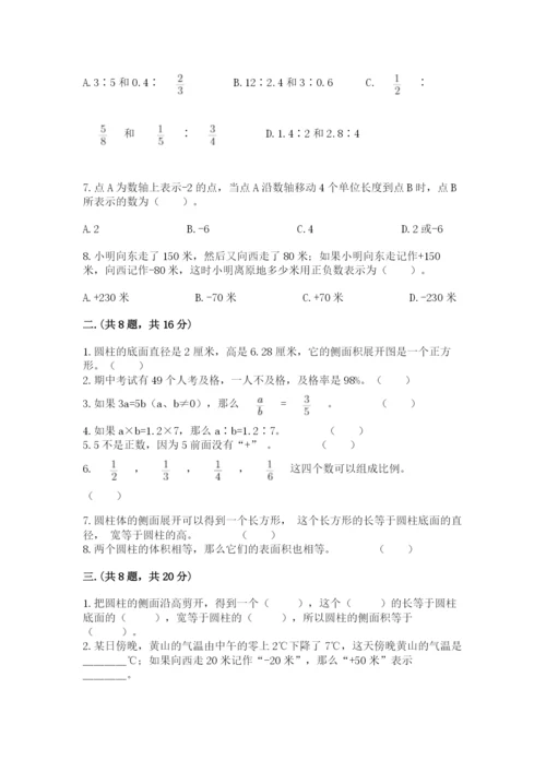 浙教版数学小升初模拟试卷及参考答案（巩固）.docx