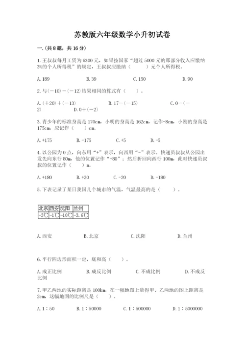 苏教版六年级数学小升初试卷附参考答案（实用）.docx