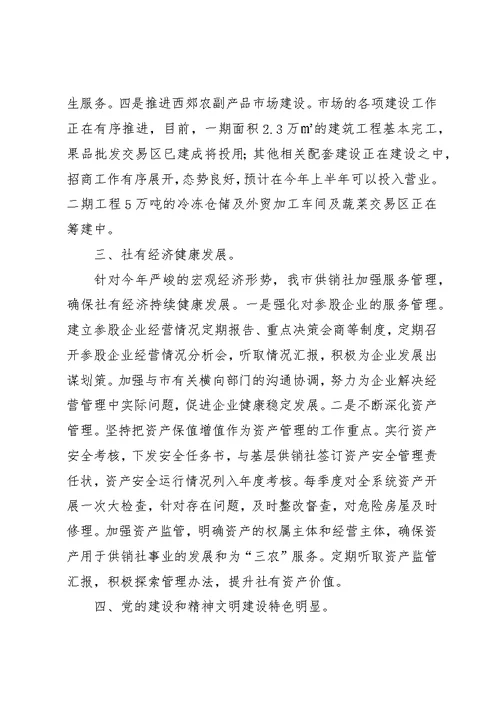 市供销社年度工作报告 1