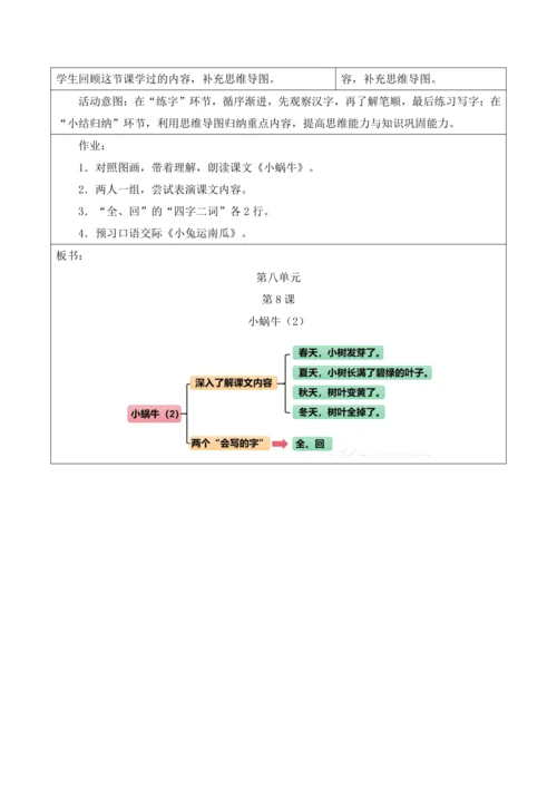 部编1A 第8单元 第8课 小蜗牛（2）教学设计