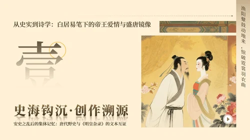 黄色中国风长恨歌教学课件PPT模板