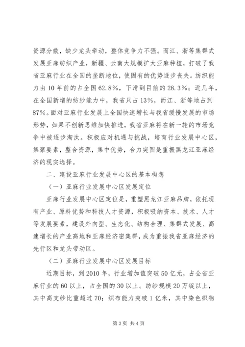 关于支持某县建设省亚麻行业发展中心区的请示 (5).docx