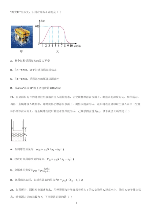通用版初中物理八年级物理下册第十章浮力重点易错题.docx