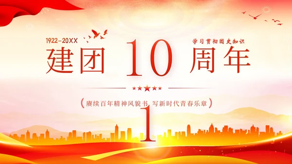 共青团建团101周年团史团课PPT课件五四青年节