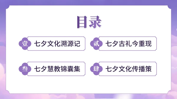 紫色插画风七夕文化坊PPT模板