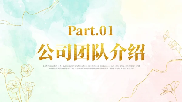 小清新风鎏金线条花卉美容医美行业招商项目汇报医美商业计划书