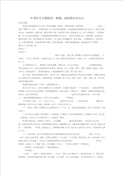 中考作文专题指导：抑扬,曲折跌宕动人心