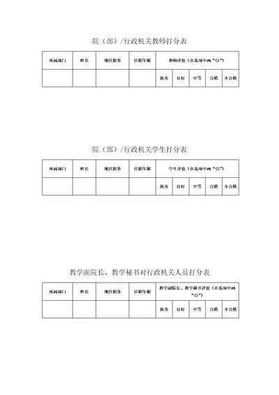 院部行政机关教师打分表