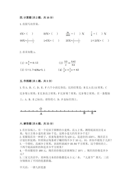 人教版六年级下册数学期末测试卷附答案（综合题）.docx