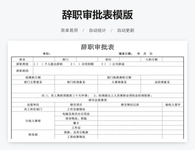 辞职审批表模版