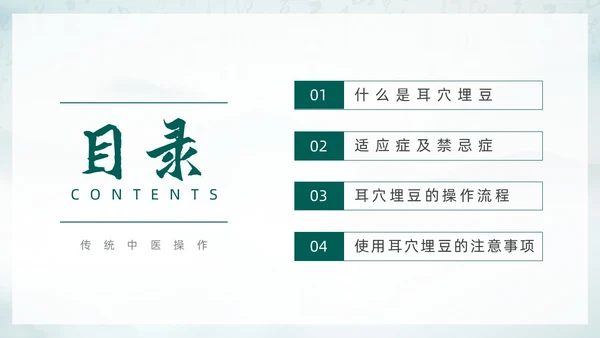中国风古风水墨中医耳穴埋豆传统理疗操作培训PPT