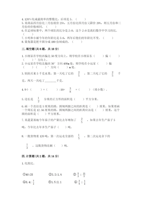小学六年级上册数学期末测试卷附完整答案【名师系列】.docx