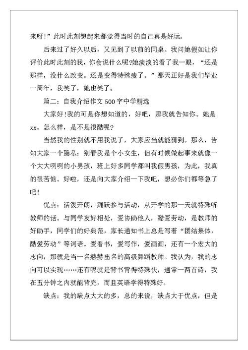 自我介绍作文500字高中精选