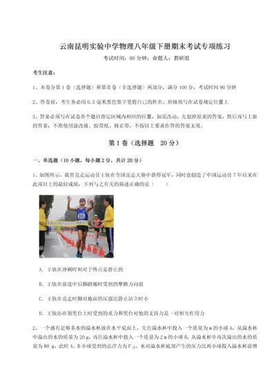 第四次月考滚动检测卷-云南昆明实验中学物理八年级下册期末考试专项练习试题（含解析）.docx