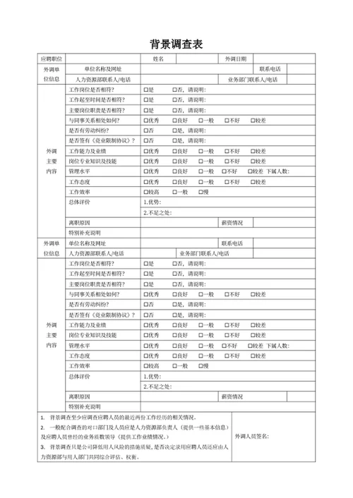 背景调查表