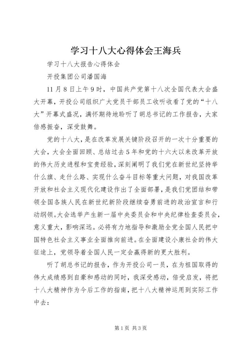 学习十八大心得体会王海兵精选.docx