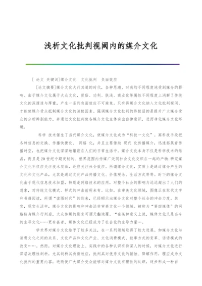 浅析文化批判视阈内的媒介文化.docx