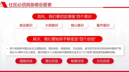 红色简约文化墙风党建引领社区治理宣讲培训PPT党课