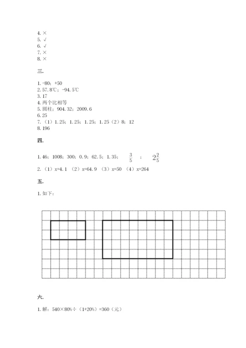 河南省平顶山市六年级下册数学期末考试试卷附参考答案（黄金题型）.docx