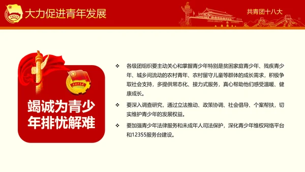 稳重大气党政中国共青团十八大精神学习PPT模板