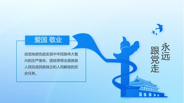 蓝色党建党支部年年终总结述职报告PPT