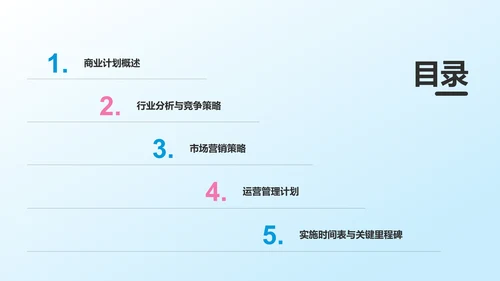 蓝色商务风通用行业商业计划书PPT模板