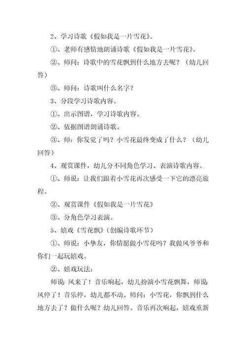 2024年幼儿园大班语言教案《如果我是一片雪花》
