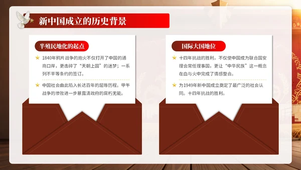 黄红色复古党政风国庆PPT模板