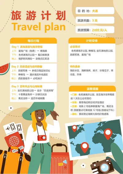 (大连)旅游计划3天