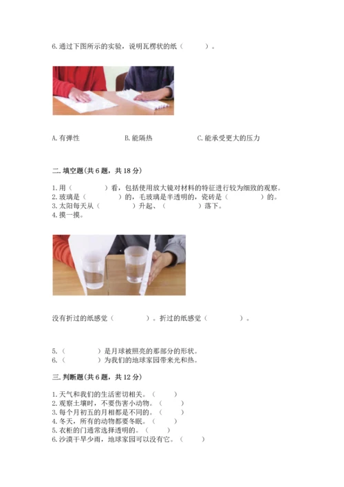 教科版二年级上册科学期末测试卷a4版.docx