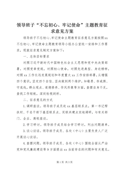 领导班子“不忘初心、牢记使命”主题教育征求意见方案 (2).docx