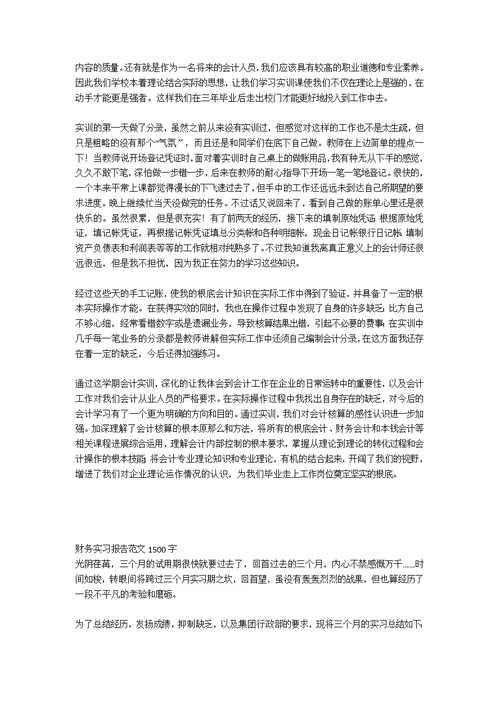 财务实习报告范文1000字