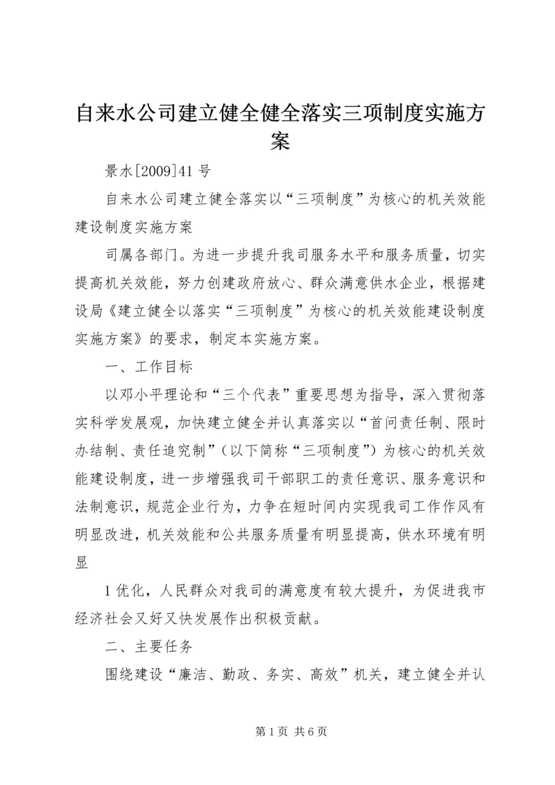 自来水公司建立健全健全落实三项制度实施方案.docx