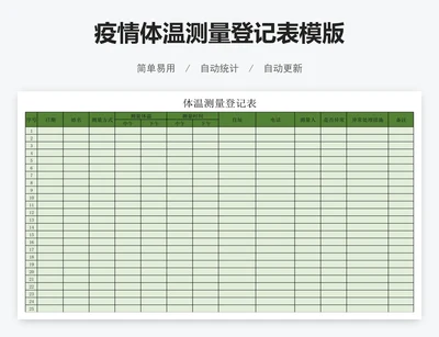 疫情体温测量登记表模版