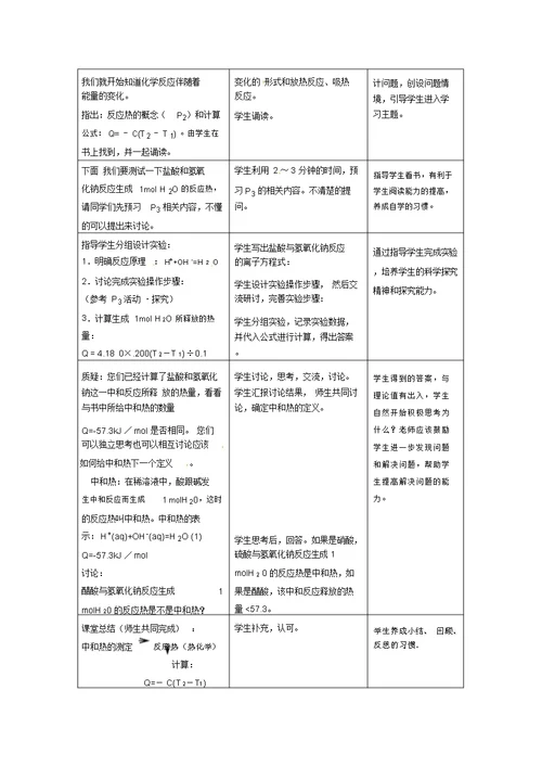 #化学：1.1.1《化学反应的反应热》教案(鲁科版选修4)