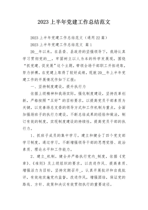 2023上半年党建工作总结范文.docx