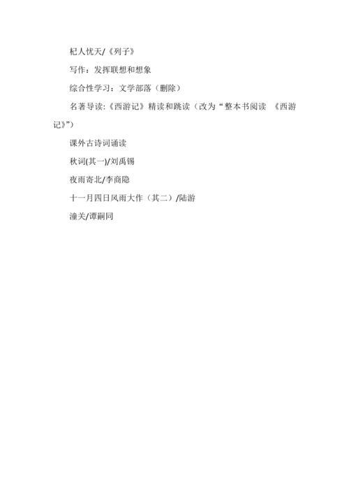 2024年秋学期七年级上册语文教材变化分析.docx
