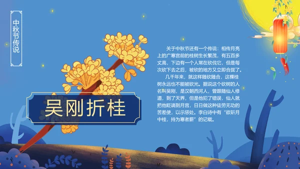 唯美手绘风中国传统节日团圆节中秋节PPT模板