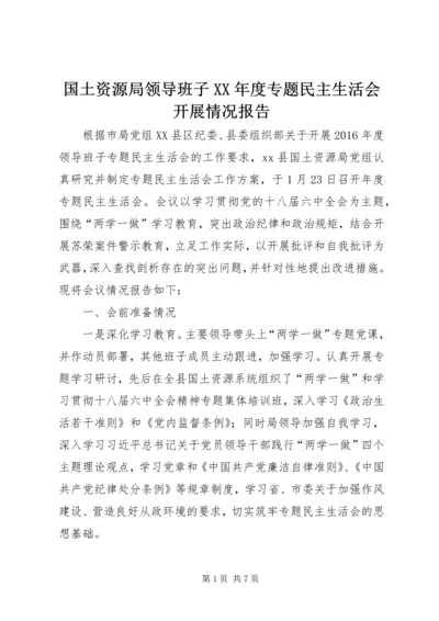 国土资源局领导班子XX年度专题民主生活会开展情况报告.docx