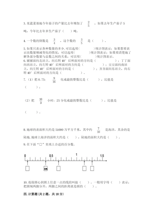 2022人教版六年级上册数学期末测试卷及参考答案【a卷】.docx