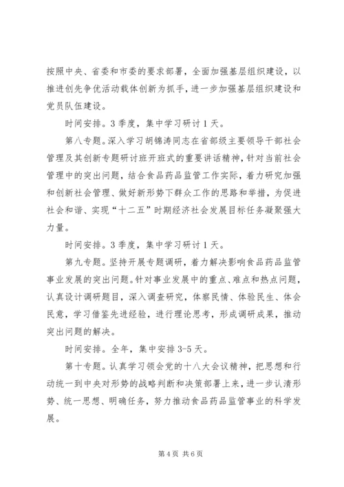 监督局党组学习工作计划.docx