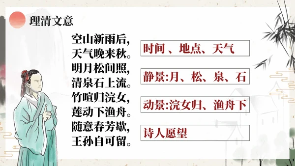 部编版五年级上册山居秋暝课件PPT模板