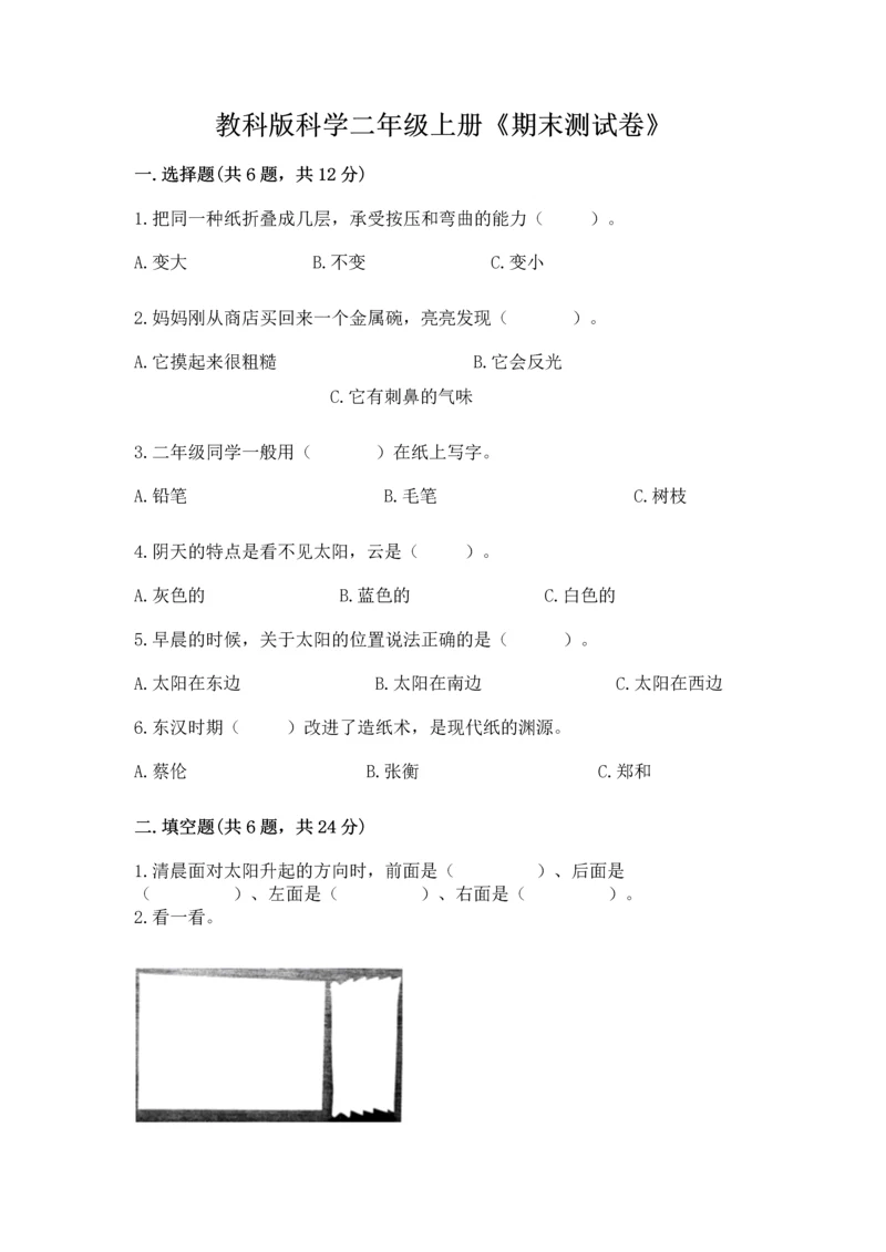 教科版科学二年级上册《期末测试卷》及答案一套.docx