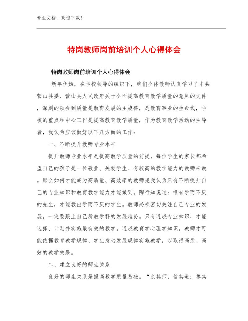 2024特岗教师岗前培训个人心得体会优选范文20篇合辑.docx