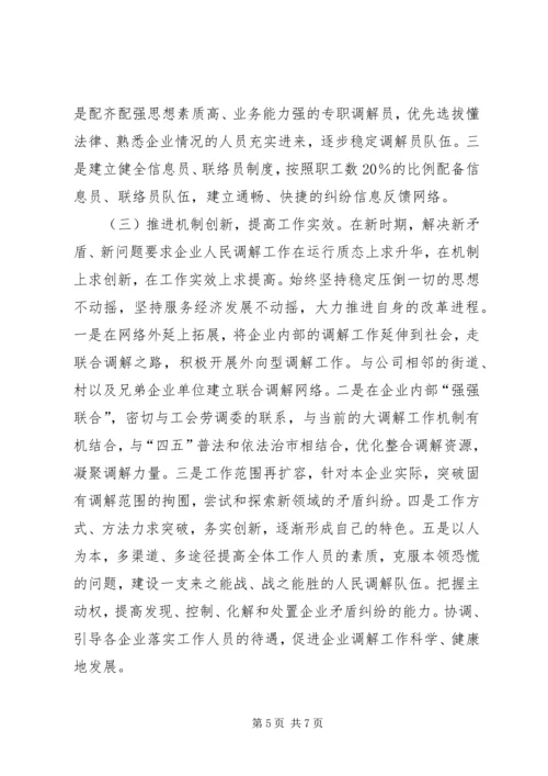 人民调解调研文章【关于开展企业人民调解工作调研的情况汇报】.docx